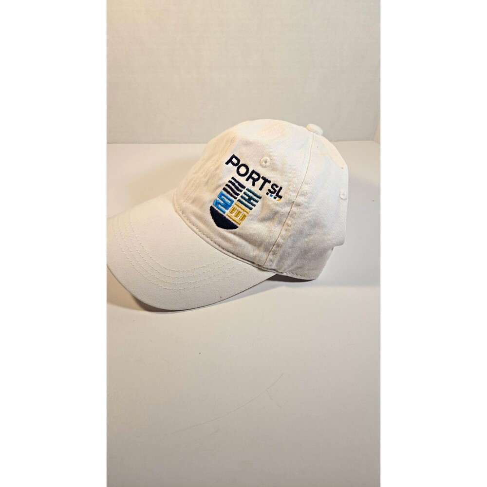 Port of SL Outdoor Cap White Baseball Cap Hat Adjustable Strap Embroidered
